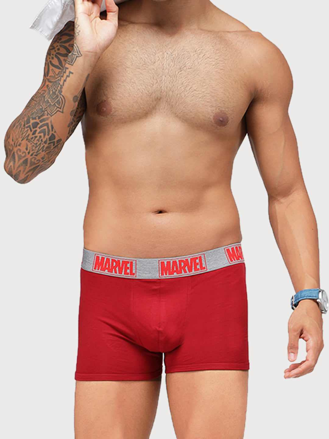 Zoiro Men&#39;s Marvel Printed Trunk (Pack 2) - Chinese Red + Sky Diver