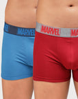 Zoiro Men's Marvel Printed Trunk (Pack 2) - Chinese Red + Sky Diver