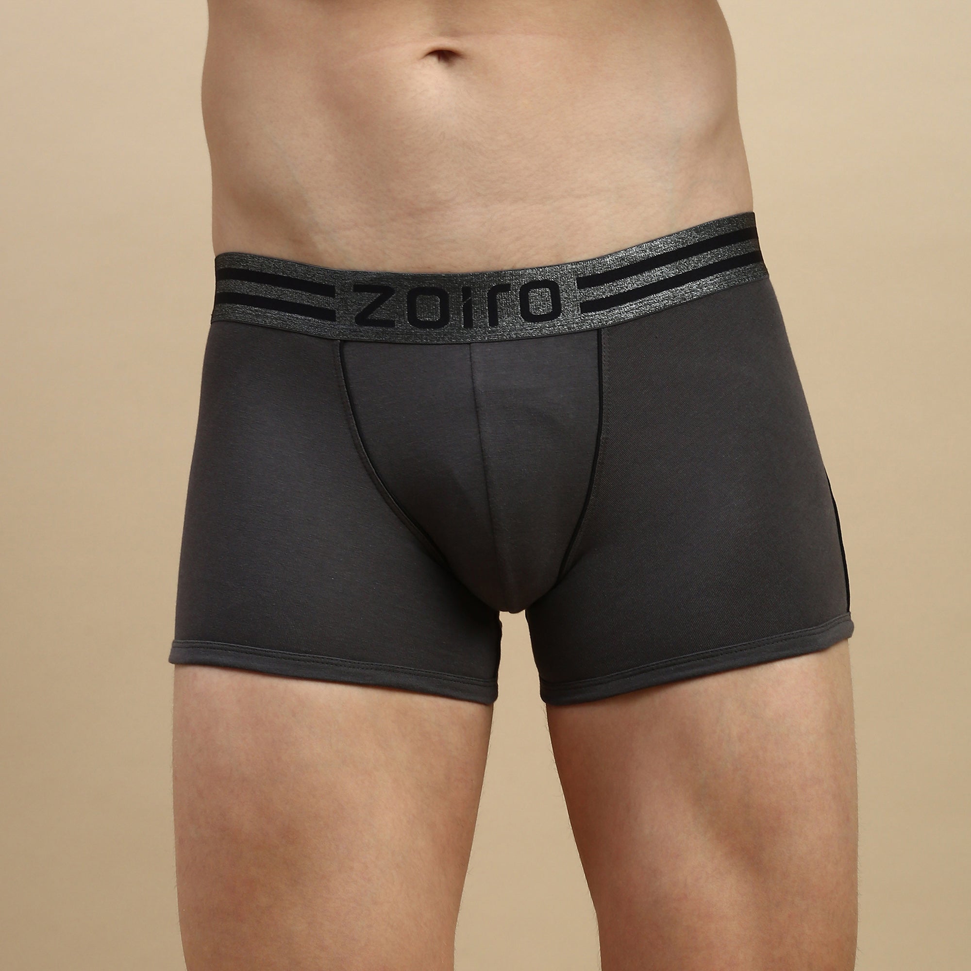 Zoiro Men&#39;s Cotton Sports Trunk - Charcoal