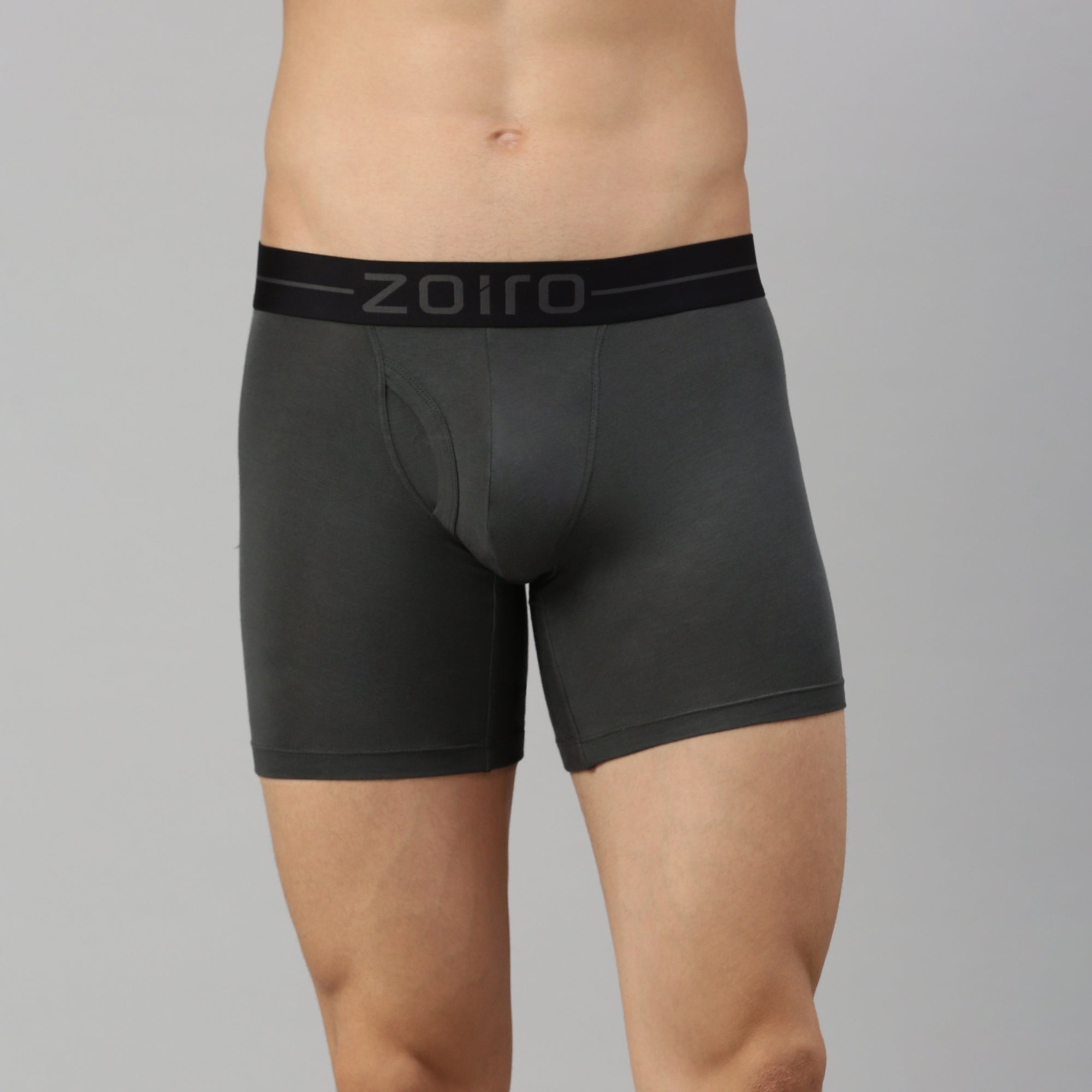 Zoiro Men&#39;s Modal Softs Solid Long Trunk - Steel Grey