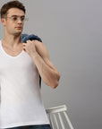 Zoiro Men's Cotton Jewel Neck Soft Classics Vest (Pack 2) - White