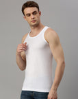Zoiro Men's Cotton U Neck Soft Classics Vest (Pack 2) - White