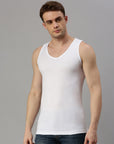 Zoiro Men's Cotton Jewel Neck Soft Classics Vest (Pack 2) - White