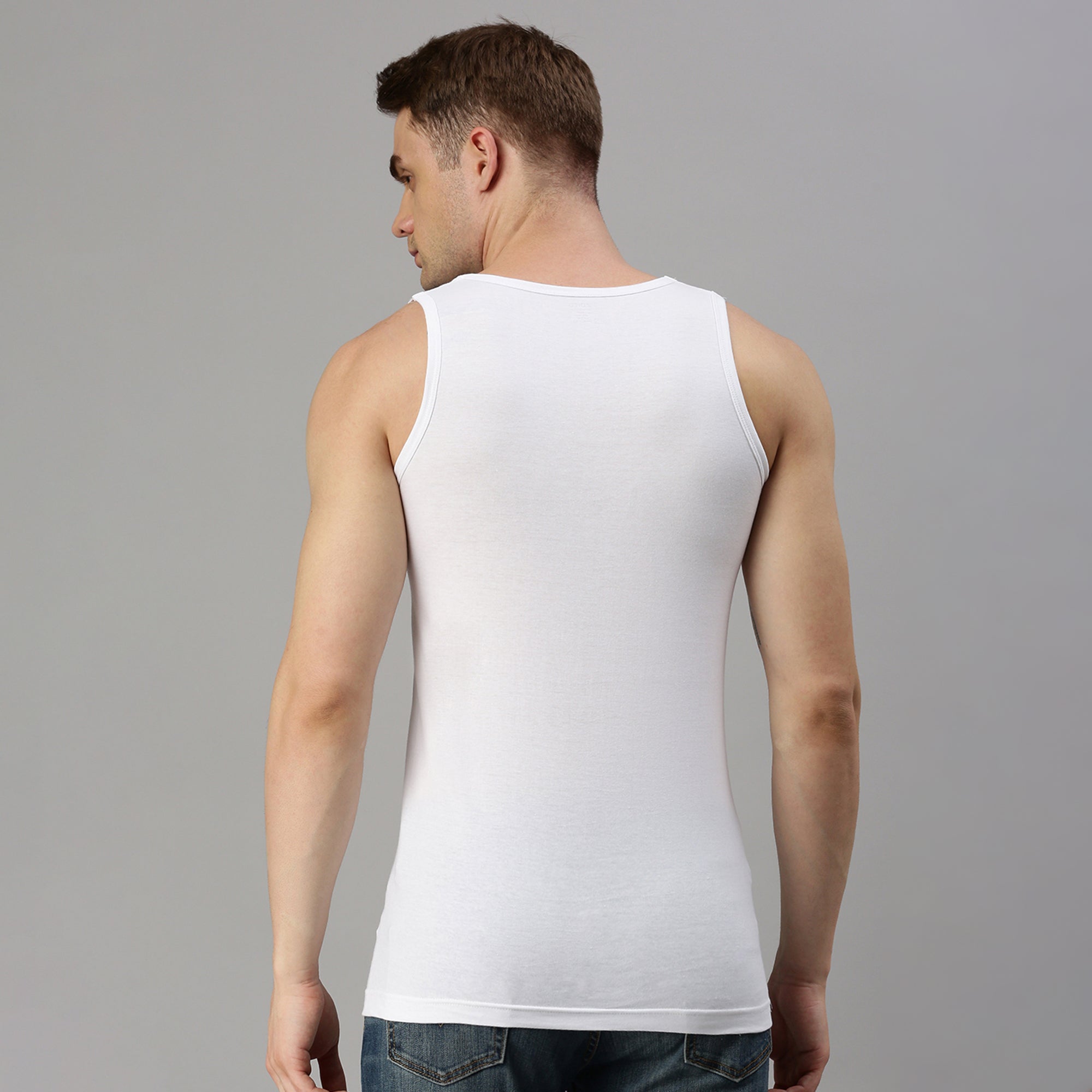 Zoiro Men&#39;s Cotton Jewel Neck Soft Classics Vest (Pack 2) - White