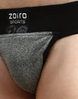 Zoiro Men's Cotton Sports Gym Supporter Brief Grey Jaspe