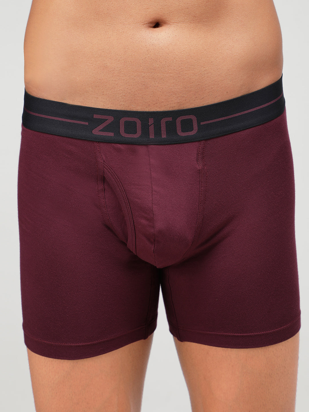 Zoiro Men&#39;s Modal Softs Solid Long Trunk - Port Wine