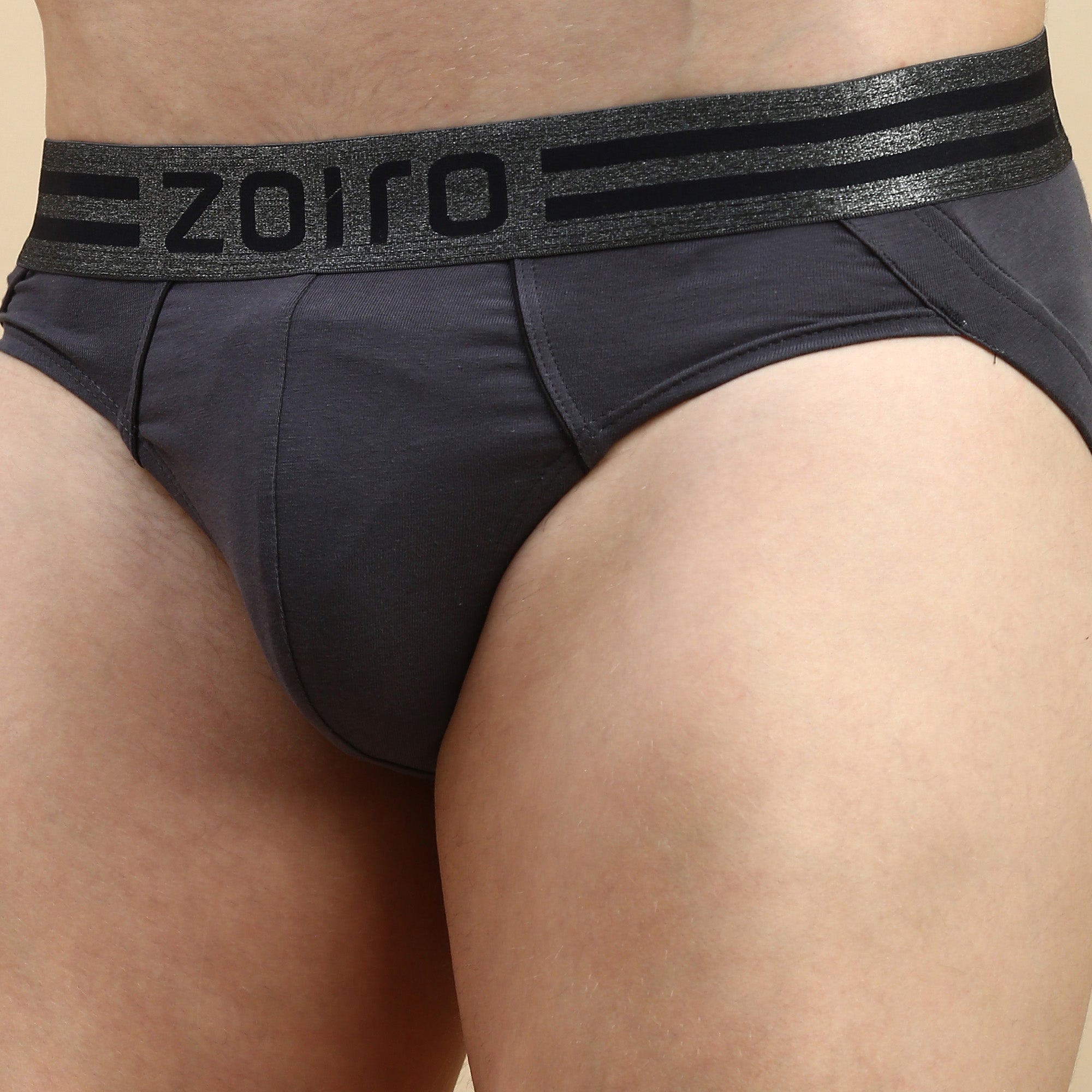 Zoiro Men&#39;s Cotton Sports Brief - Charcoal