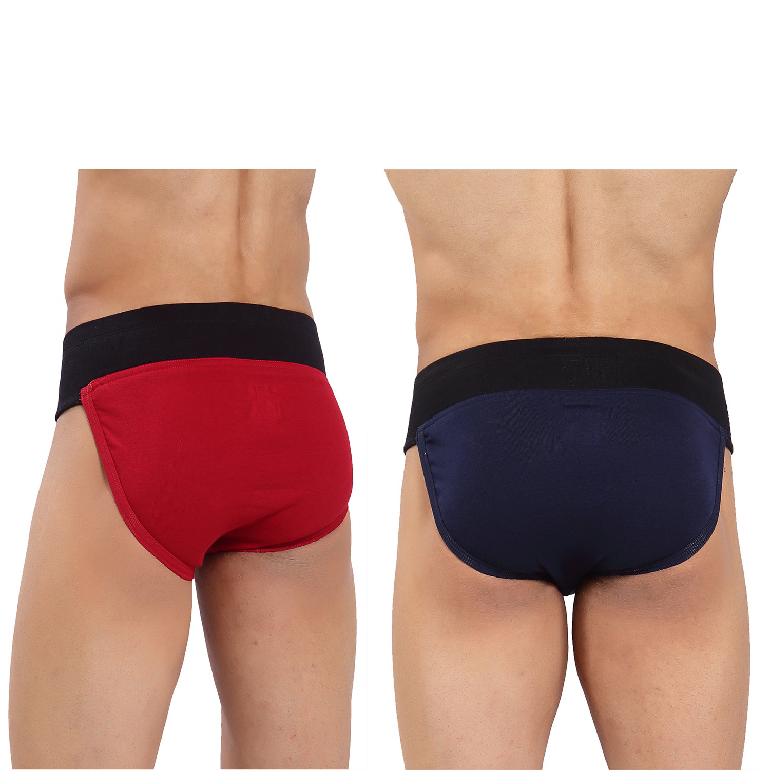 Zoiro Men&#39;s Sports Gym Supporter Brief (Pack 2) - Chinese Red + Navy