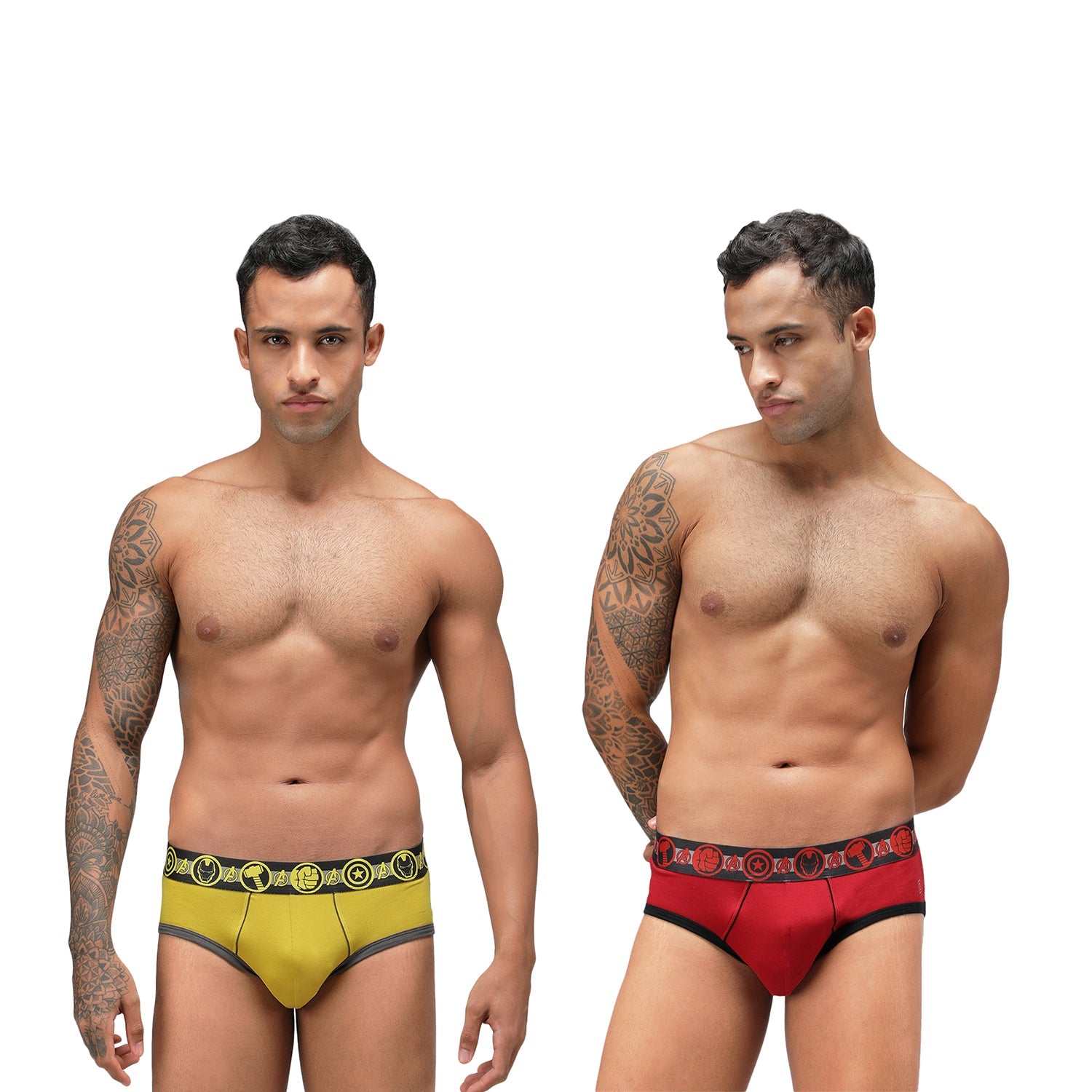 Men&#39;s Marvel Brief Pack of 2 - Chinese Red+Sulphur
