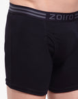 Zoiro Men's Cotton Soft Classics Long Trunk - Black