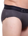 Zoiro Men's Cotton, Modal, Spandex Softs Brief Smoked Pearl