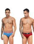 Men's Marvel Brief Pack of 2 - Sky Diver/Navy+Chinese Red/Black