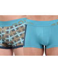 Zoiro Men's Cotton Trunk (Pack Of 2) Atlantic deep + Pagoda Blue/ Atlantic deep