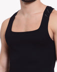 Zoiro Men's Cotton Sports Gym Vest - Black