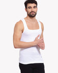 Zoiro Men's Cotton Sports Gym Vest - White