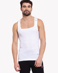 Zoiro Men's Cotton Sports Gym Vest (Pack 2) - White