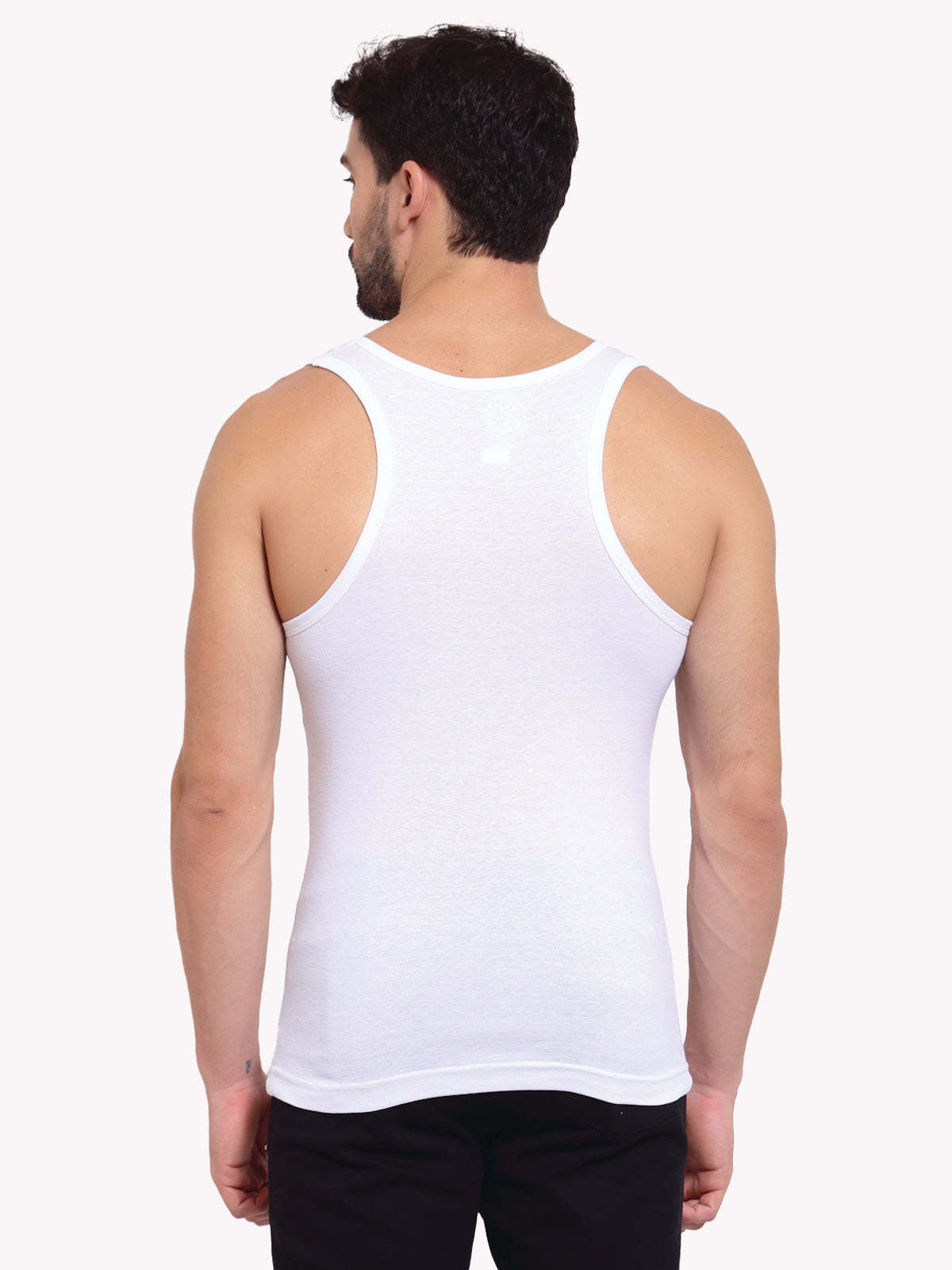 Zoiro Men&#39;s Cotton Sports Gym Vest - White