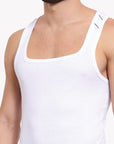 Zoiro Men's Cotton Sports Gym Vest - White