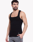 Zoiro Men's Cotton Sports Gym Vest - Black