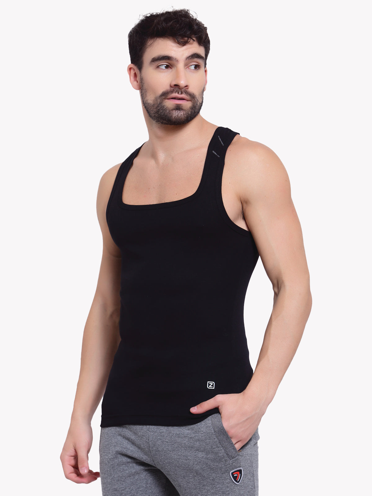 Zoiro Men&#39;s Cotton Sports Gym Vest (Pack 2) - Black