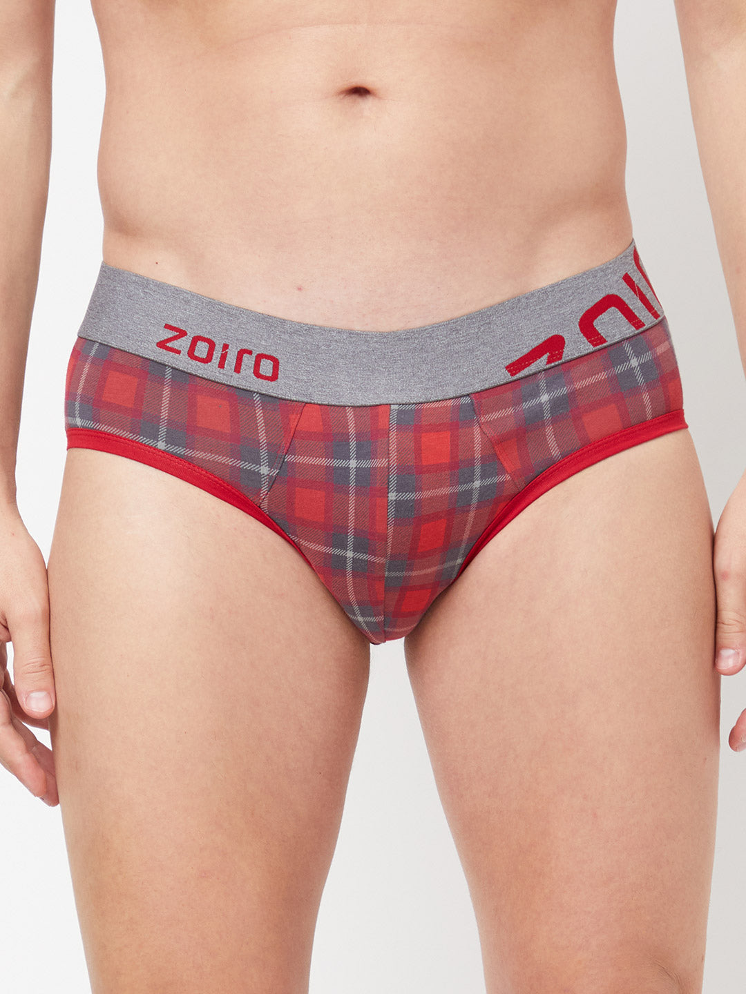 Zoiro Men&#39;s Cotton Brief (Pack Of 2) - Ribon Red /Catstle Rock + Red