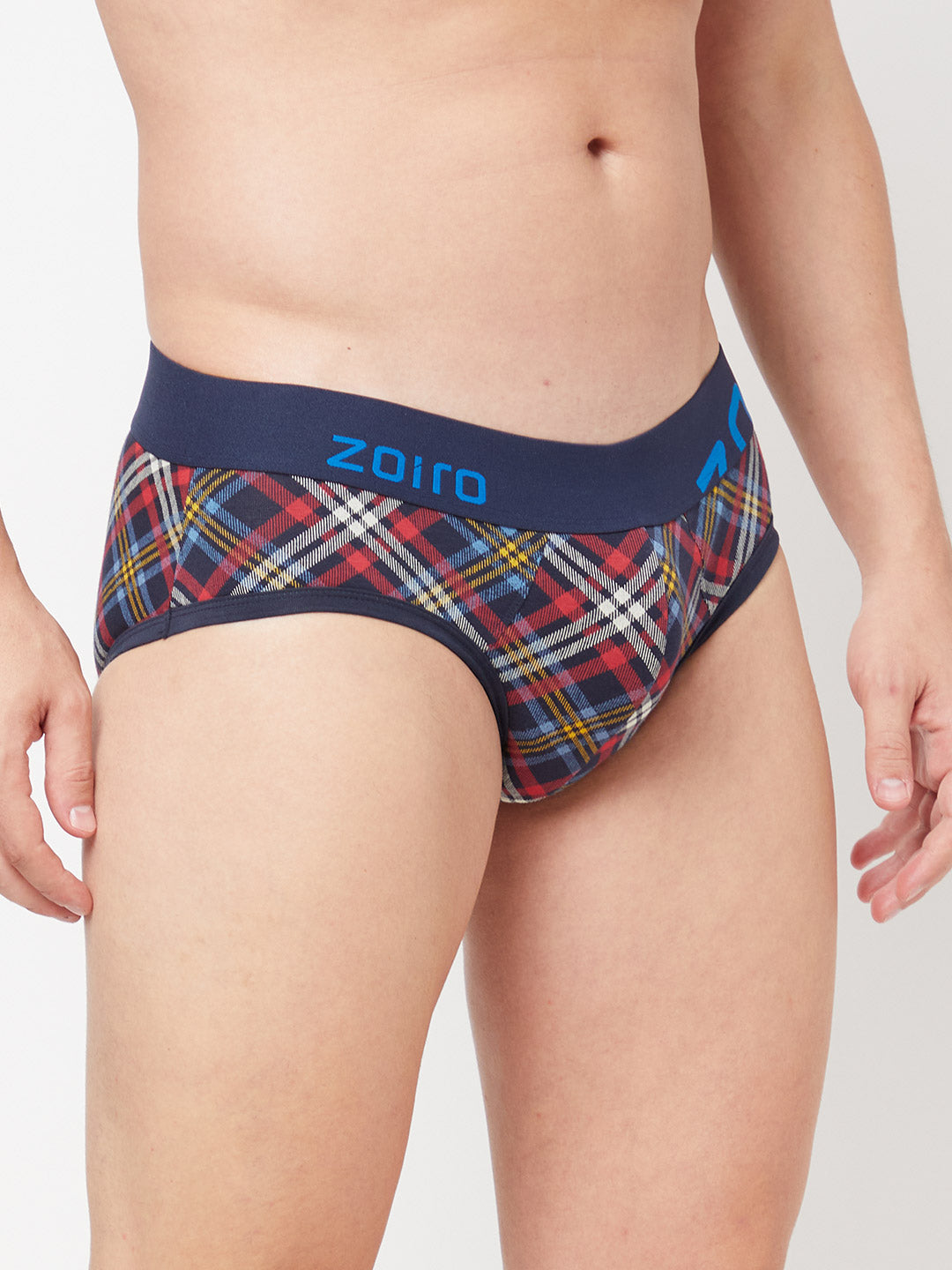 Zoiro Men&#39;s Cotton Printed Brief (Pack 2)- Total Eclipse + Red