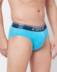 Zoiro Men's Cotton Solid Trends Brief Atoll Blue