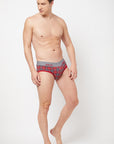 Zoiro Men's Cotton Brief (Pack Of 2) - Ribon Red /Catstle Rock + Red