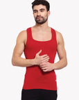 Zoiro Men's Cotton Sports Gym Vest - Chinese Red