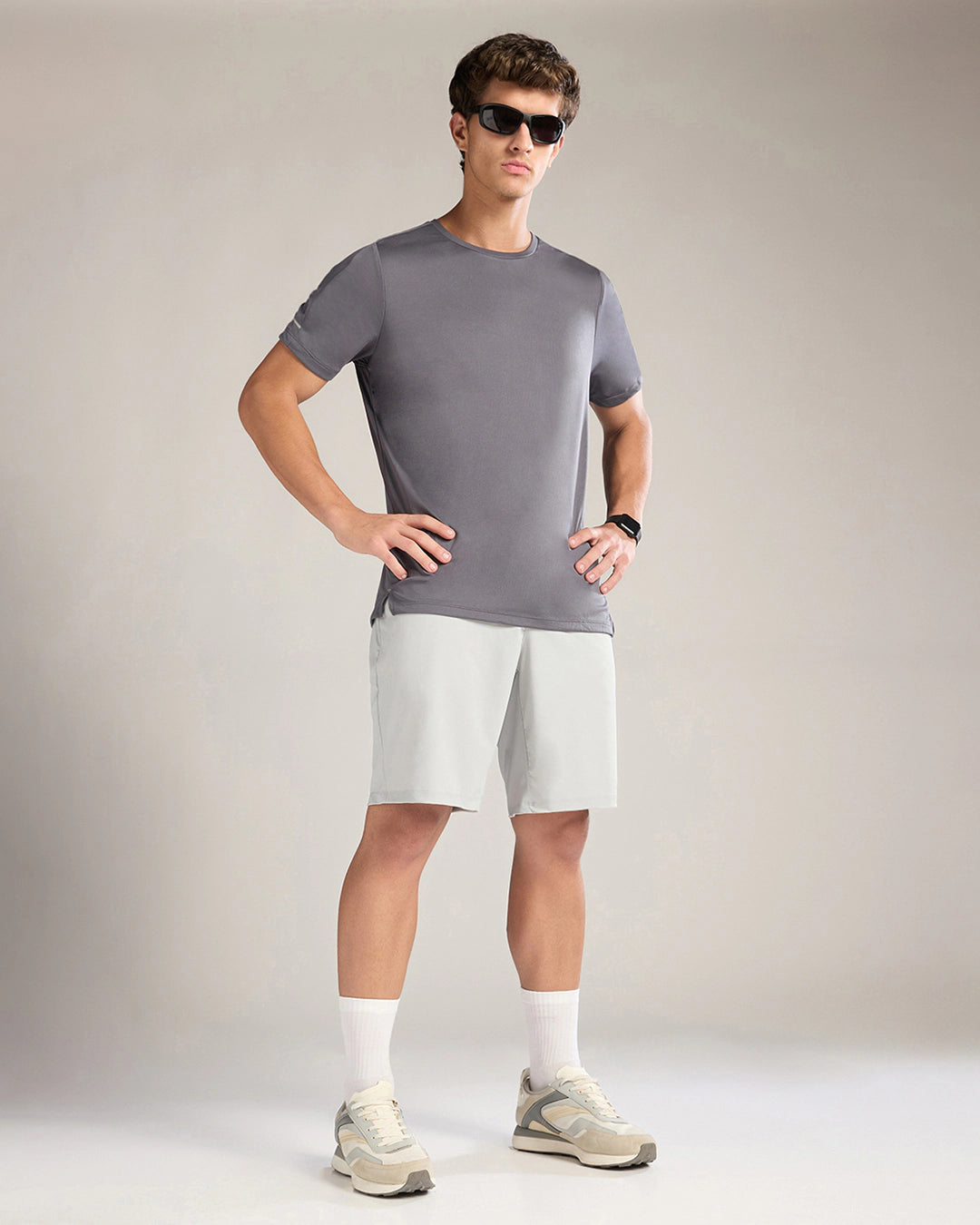 Zoiro Athleisure Shorts Mist Grey - Full Body Front