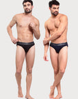 Zoiro Men's Sports Brief (Pack 2) - Navy + Black