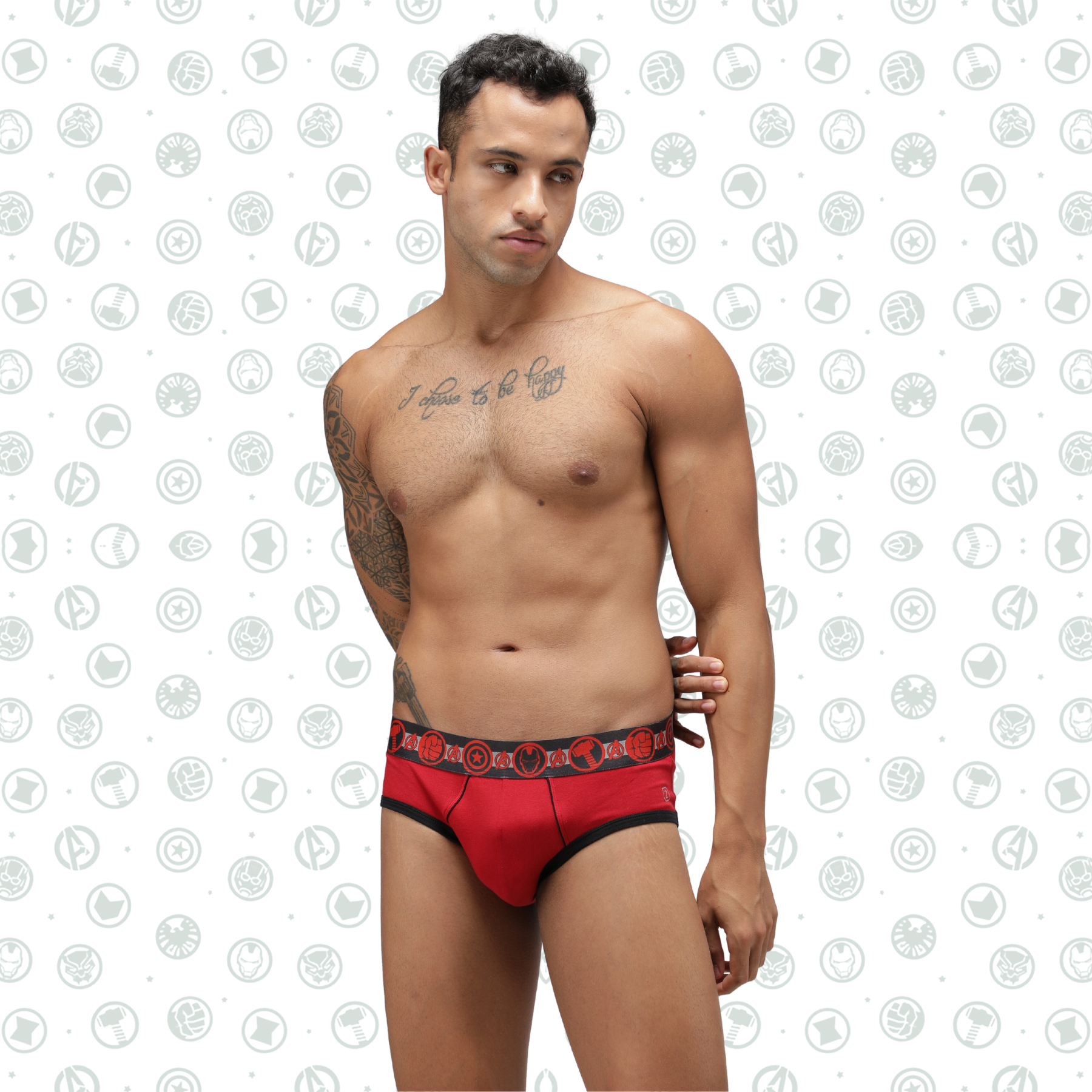 Zoiro Men&#39;s Solid Marvel Brief Chinese Red