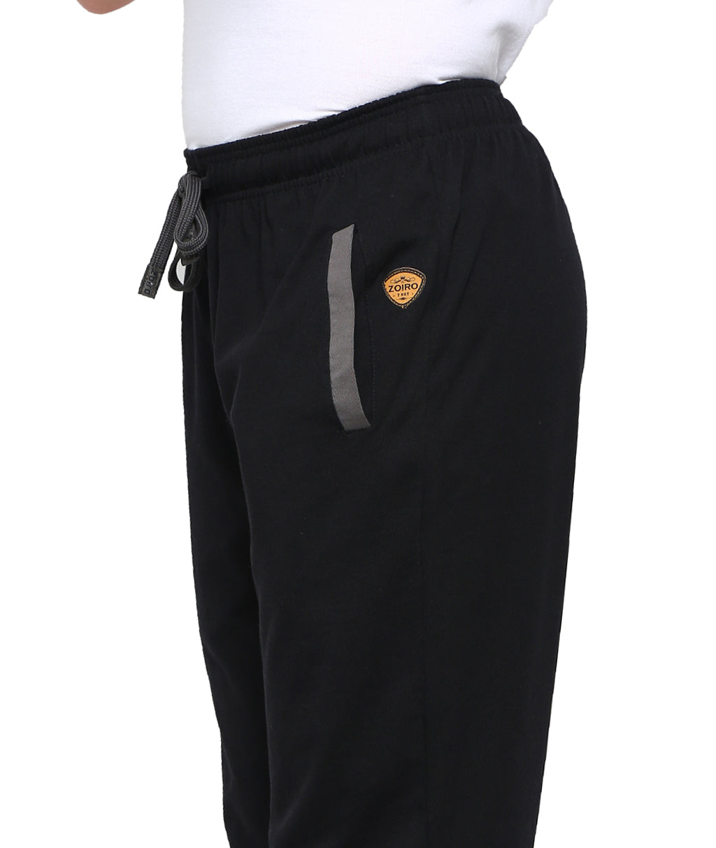 Zoiro Men&#39;s Cotton Rich Dual side Zipper Pockets Solid Track Pant