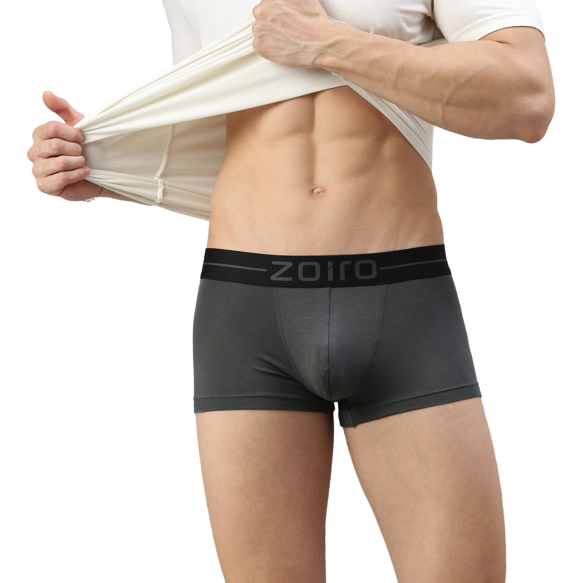 Zoiro Men&#39;s Modal Softs Solid Trunk Steel Grey