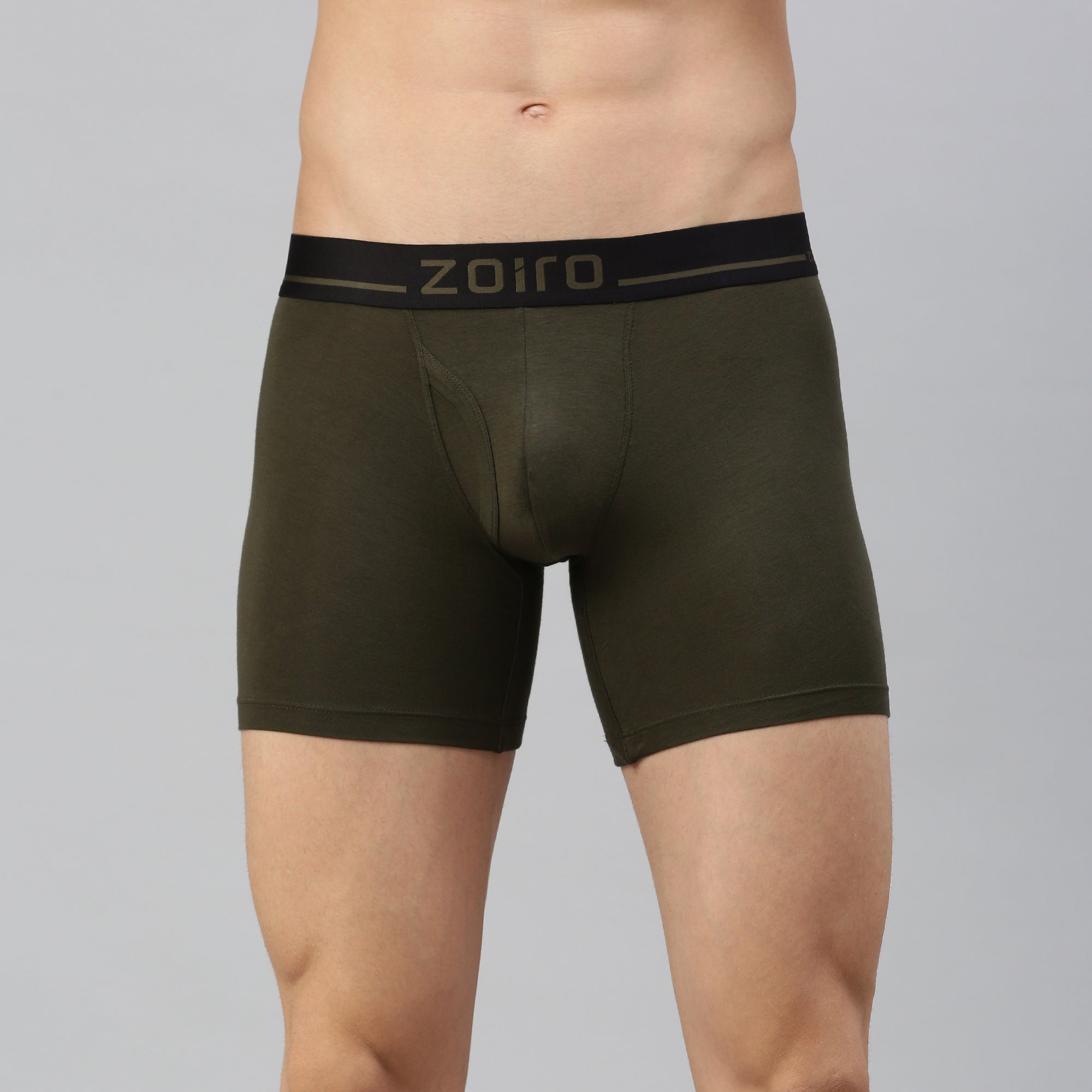 Zoiro Men&#39;s Modal Softs Solid Long Trunk - Allen Green