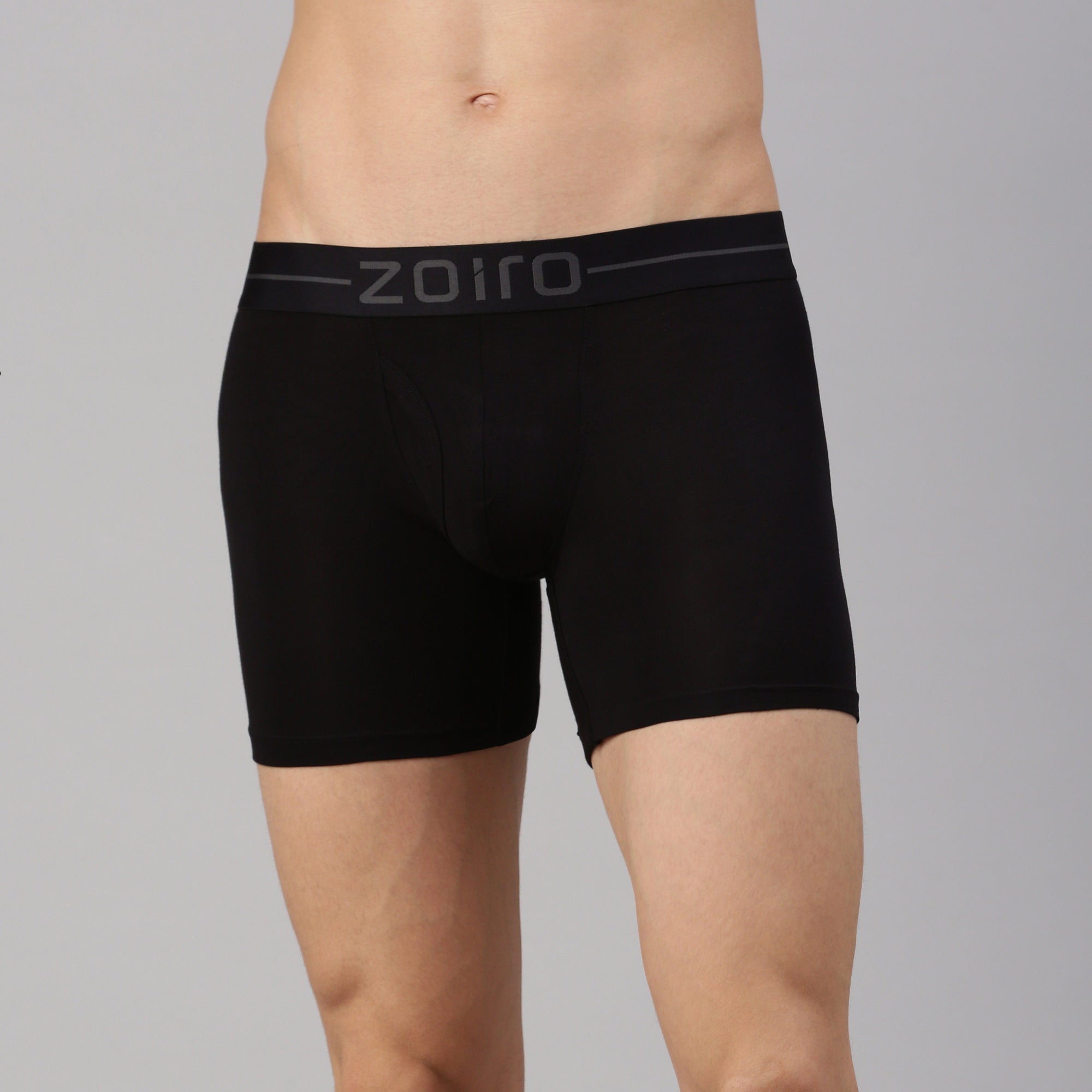 Zoiro Men&#39;s Modal Softs Solid Long Trunk - Black