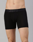 Zoiro Men's Modal Softs Solid Long Trunk Black