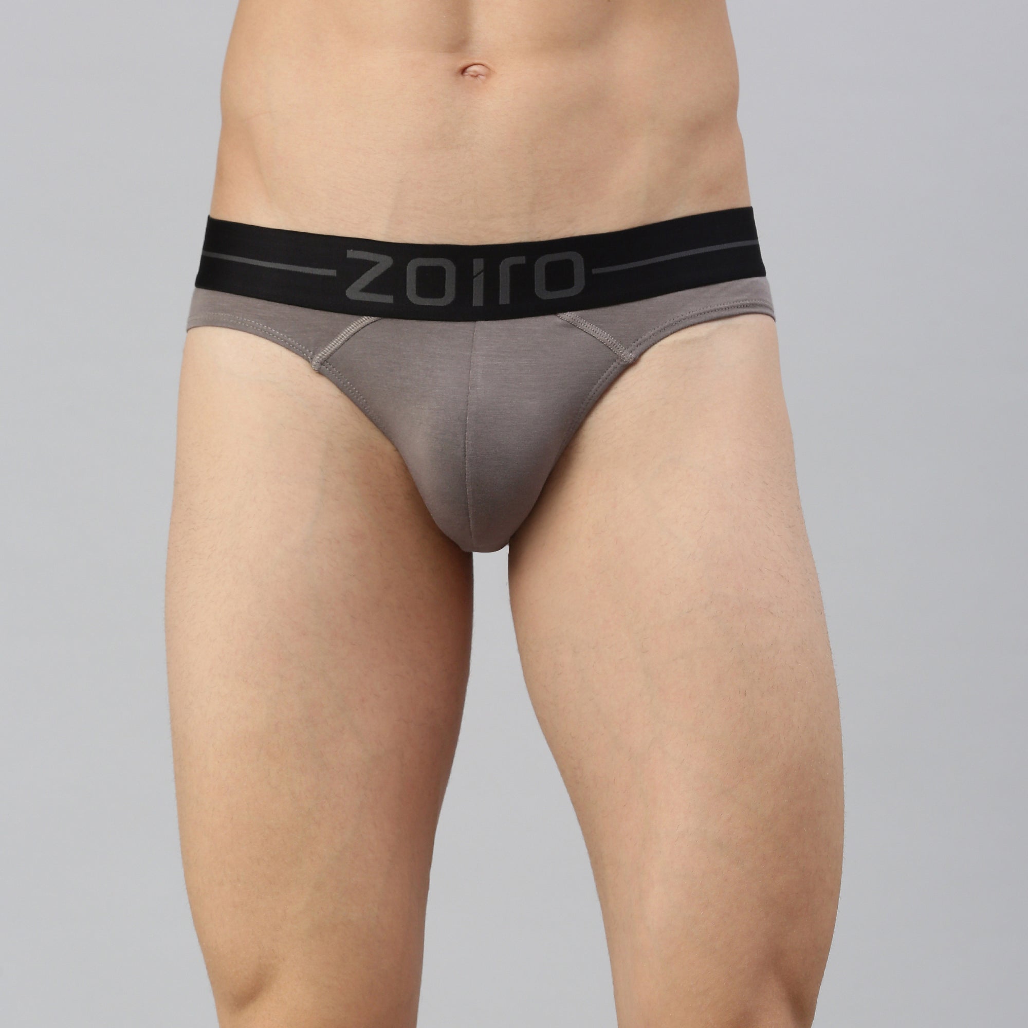 Zoiro Men&#39;s Modal Softs Solid Brief - Steel Grey