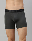 Zoiro Men's Modal Softs Solid Long Trunk Steel Grey