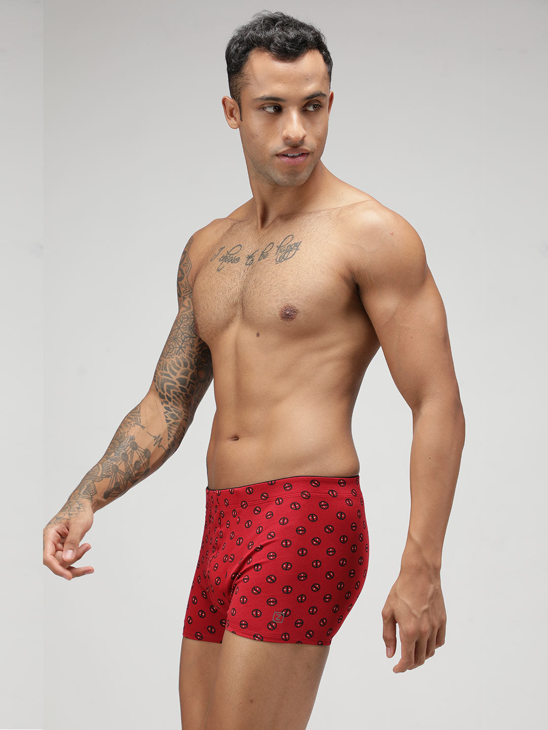 Zoiro Men&#39;s Cotton Printed Marvel Trunk Chinese Red - Dead Pool