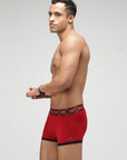 Zoiro Men's Cotton Solid Marvel Trunk Chinese Red - Black