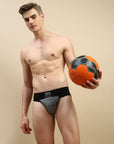 Zoiro Men's Cotton Sports Gym Supporter Brief Grey Jaspe