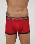 Zoiro Men's Cotton Solid Marvel Trunk Chinese Red - Black