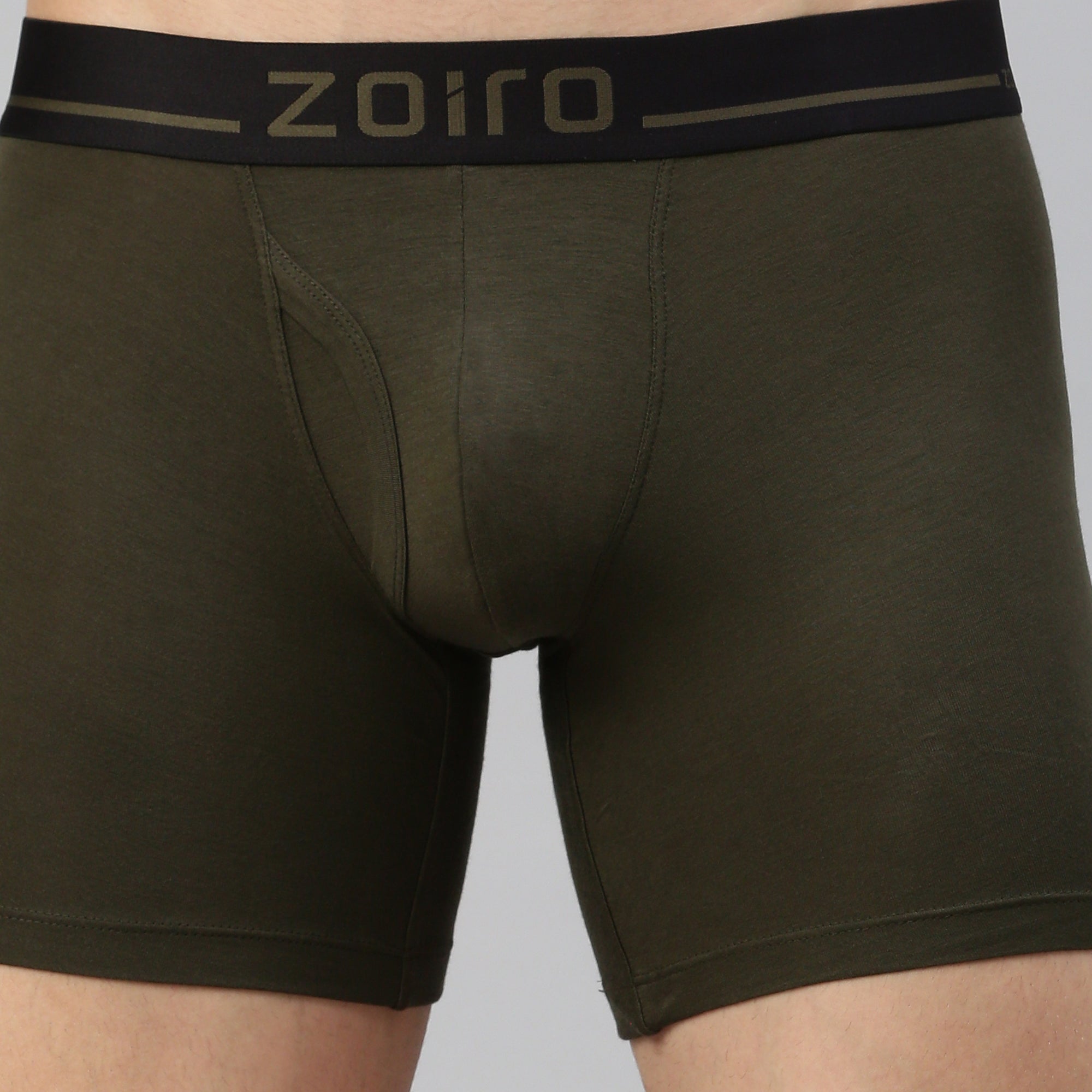 Zoiro Men&#39;s Modal Softs Solid Long Trunk - Allen Green