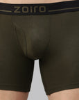Zoiro Men's Modal Softs Solid Long Trunk - Allen Green