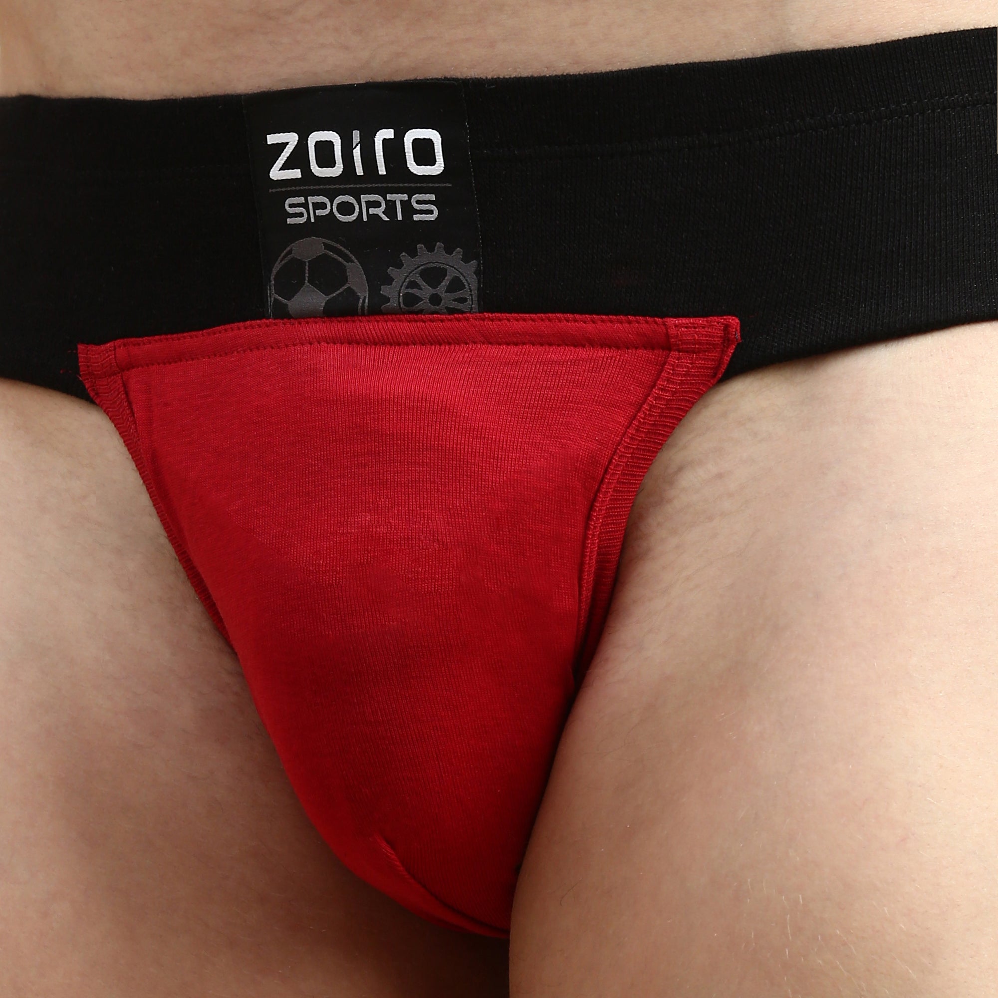 Zoiro Men&#39;s Cotton Sports Gym Supporter Brief Chinese Red