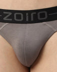 Zoiro Men's Modal Softs Solid Brief - Steel Grey