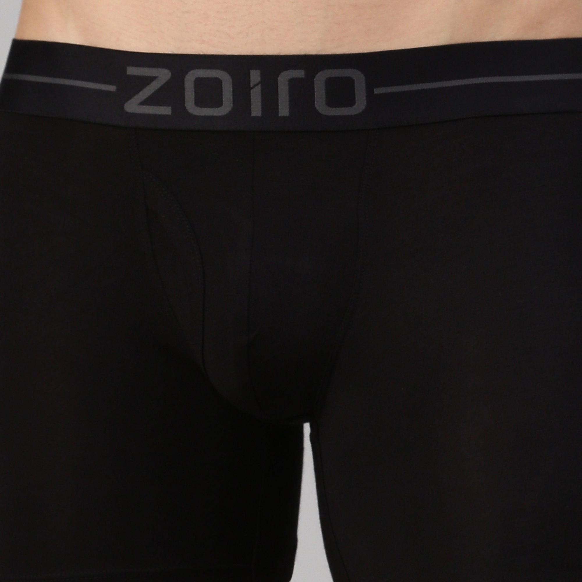 Zoiro Men&#39;s Modal Softs Solid Long Trunk Black