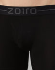 Zoiro Men's Modal Softs Solid Long Trunk - Black