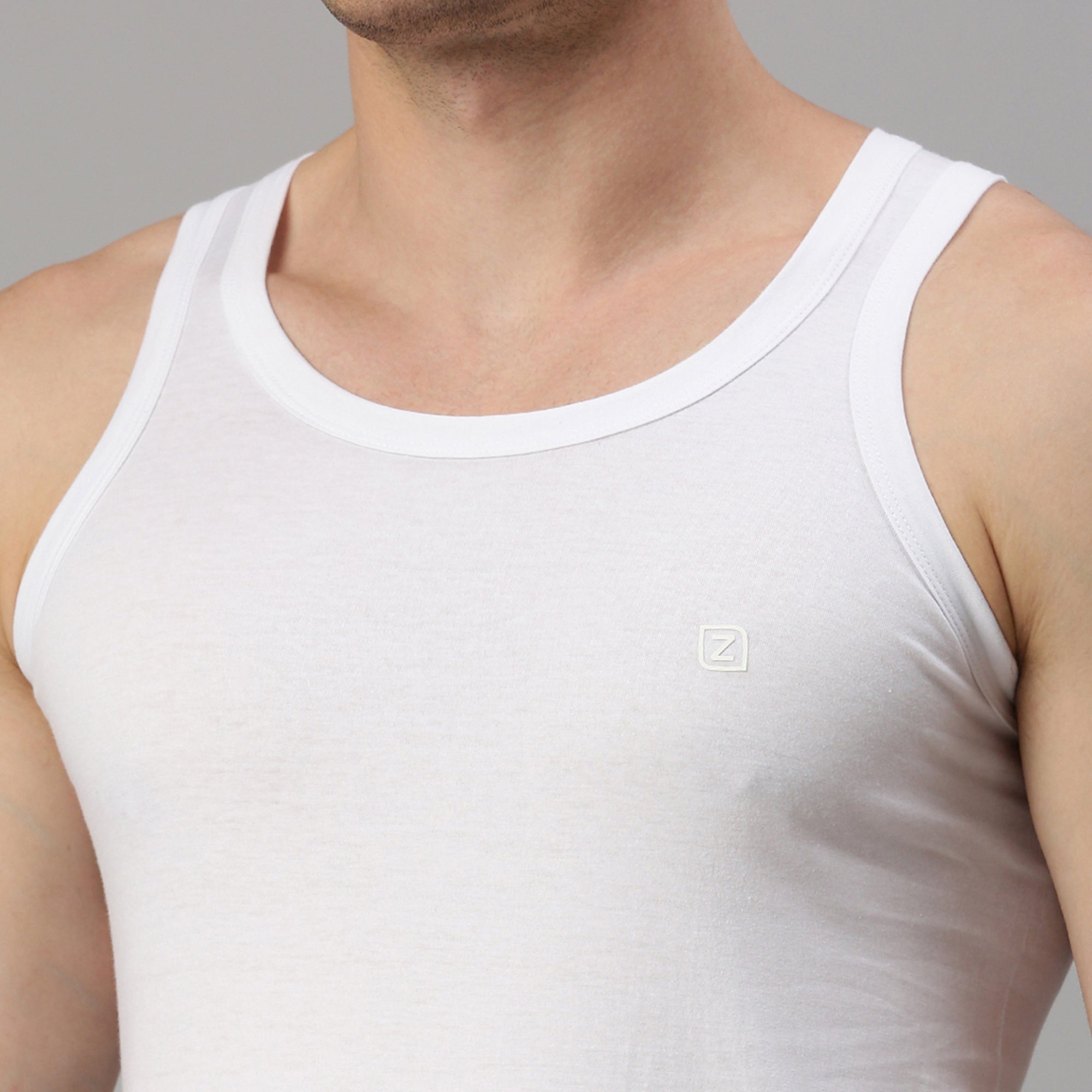 Zoiro Men&#39;s Cotton U-Neck Soft Classics Vest (Pack of 2) White